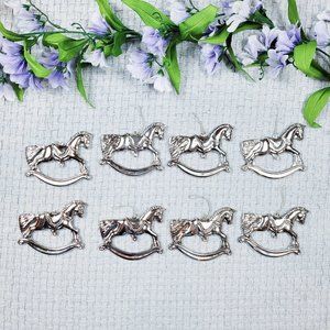 The Christmas Shoppe Silverplate Rocking Horse Ornaments Vintage 1980's Holiday